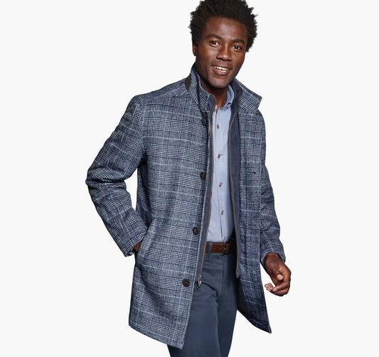 Upton Car Coat - Blue Plaid