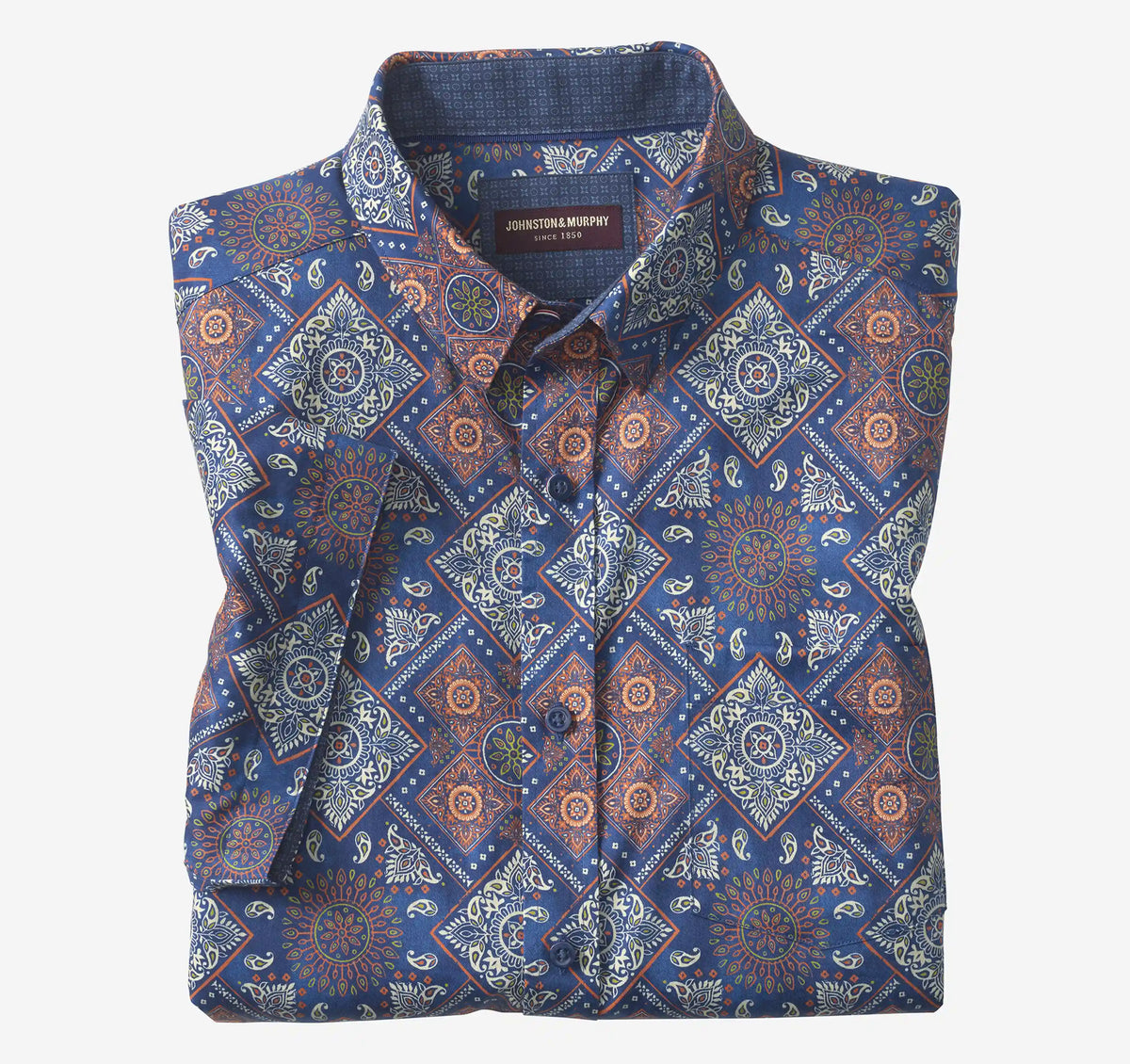 Logan Printed Short-Sleeve Shirt - Navy/Red Bandana