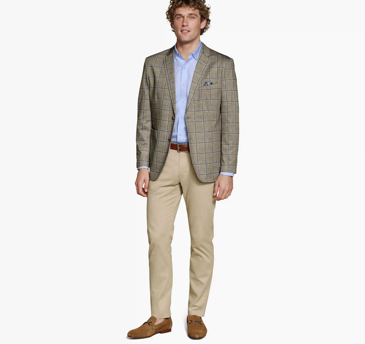 XC Flex® Pinnacle Knit Blazer - Tan/Blue Shadow Plaid
