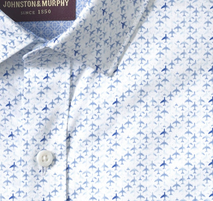 Logan Printed Long-Sleeve Shirt - White/Blue Airplane