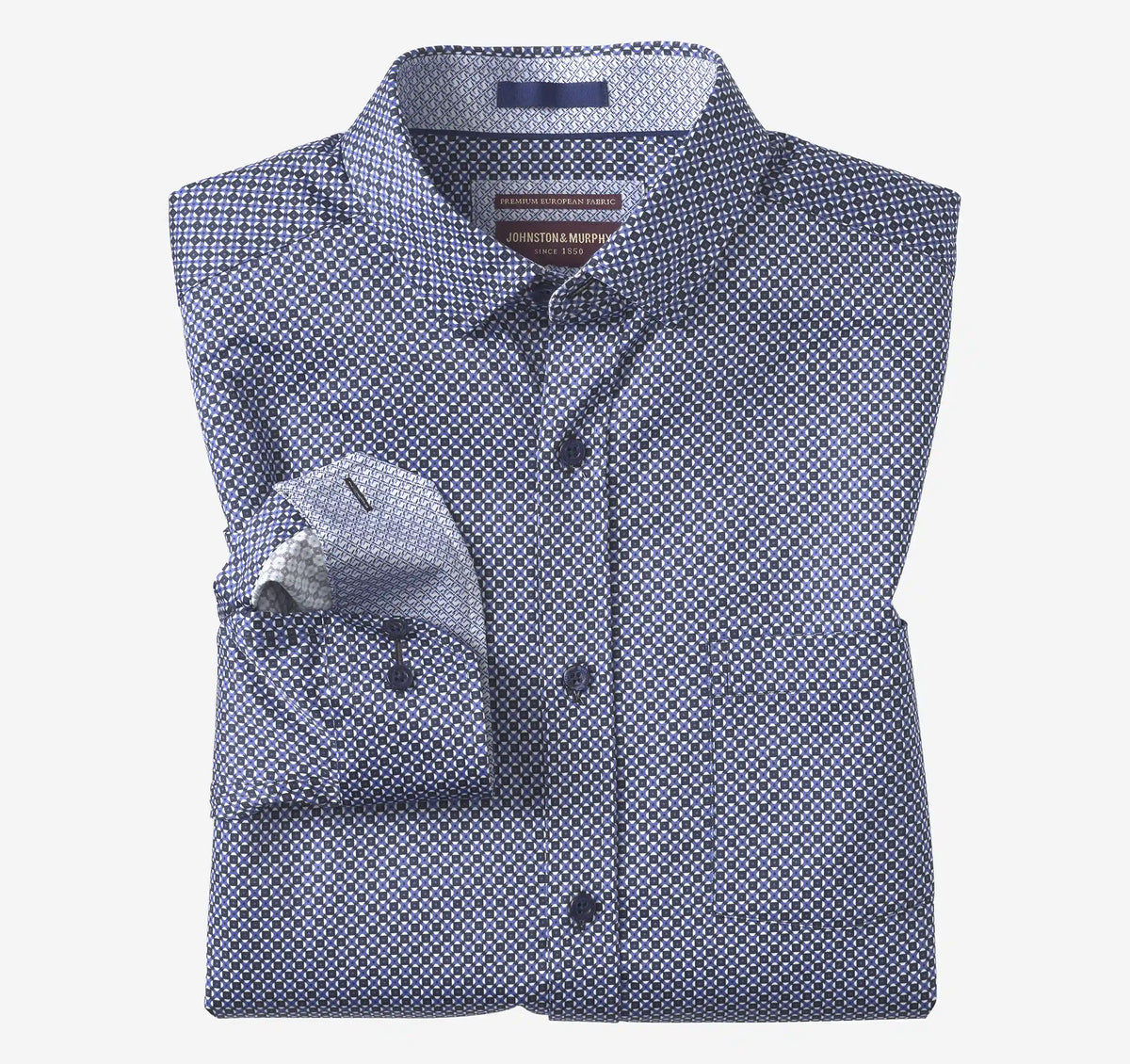 Logan Printed Long-Sleeve Shirt - Blue/Black Diamond Tile