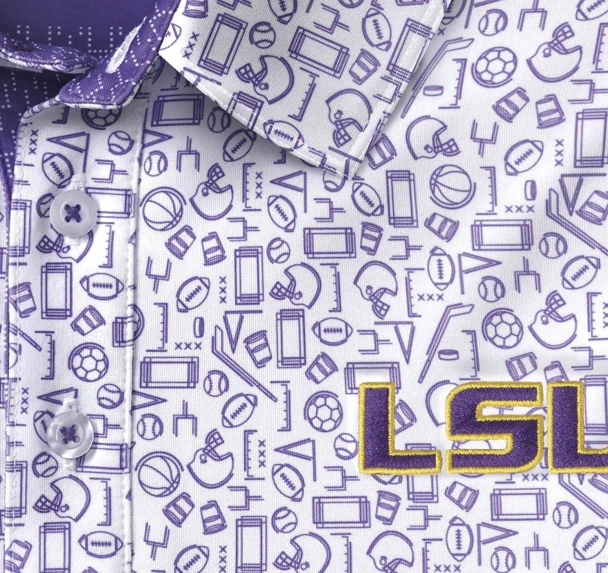 Collegiate XC+­™ Multi Sport Print Polo - LSU - Purple