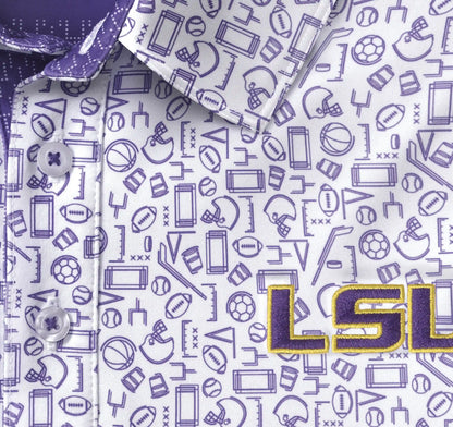 Collegiate XC+­™ Multi Sport Print Polo - LSU - Purple
