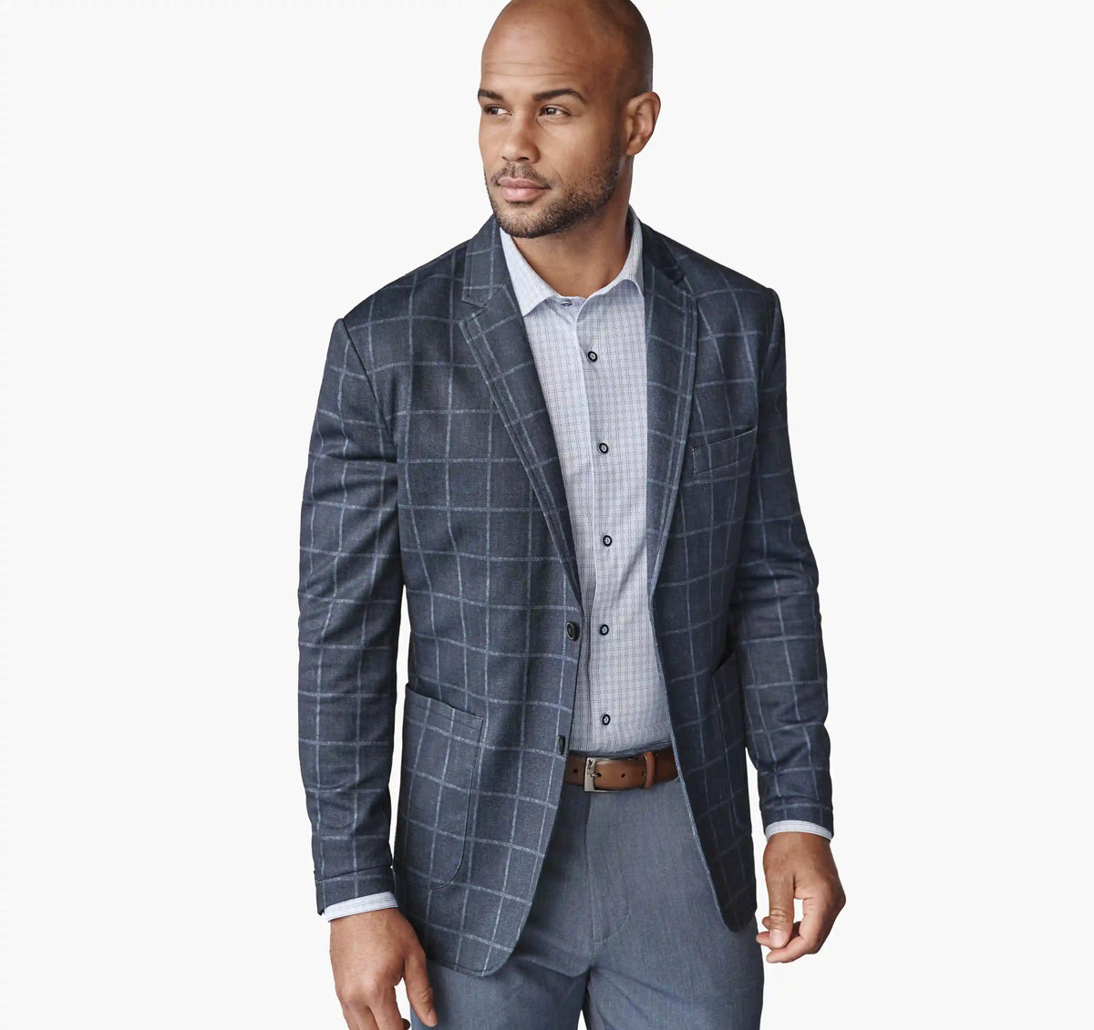 XC Flex® Pinnacle Knit Blazer - Navy Plaid