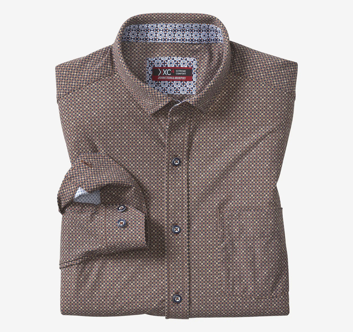XC+™ Motion Long-Sleeve Print Knit Shirt - Mahogany Star Grid
