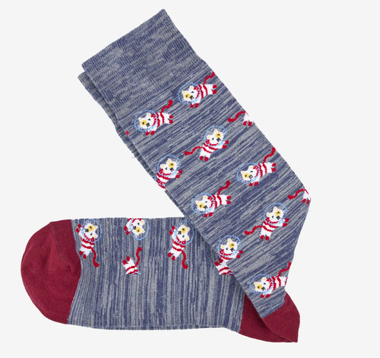 Novelty Socks - Navy Space-Dyed Catstronaut