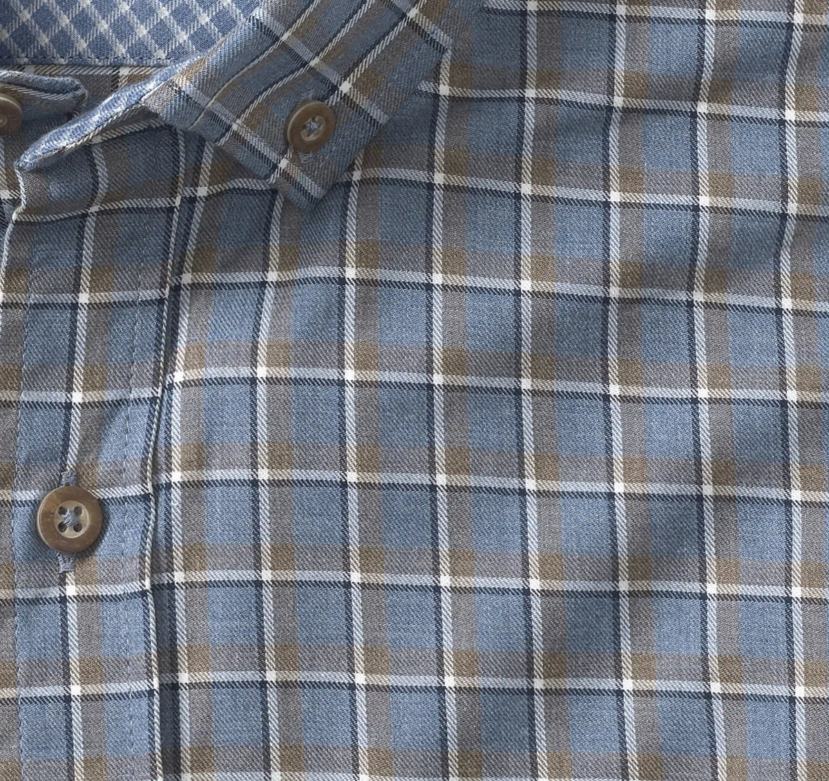 Huntley Mélange Shirt - Blue Melange Outlined Grid