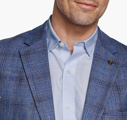Townsend Dress Wool Blazer - Navy Textured Plaid