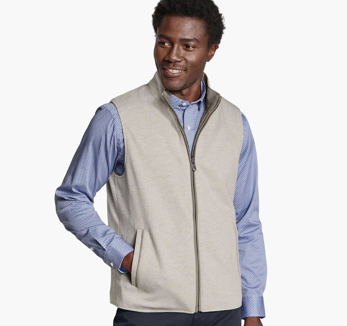 Faux-Suede Reversible Vest - Tan/Tan Knit