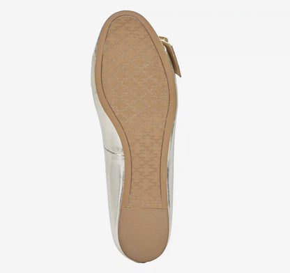 Claire Belted Flat - Gold Metallic Sheepskin/Italian Crinkled Sheepskin