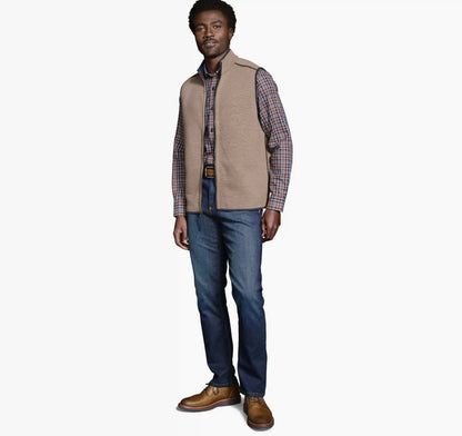 Reversible Channel Quilted Vest - Brown Heather/Navy