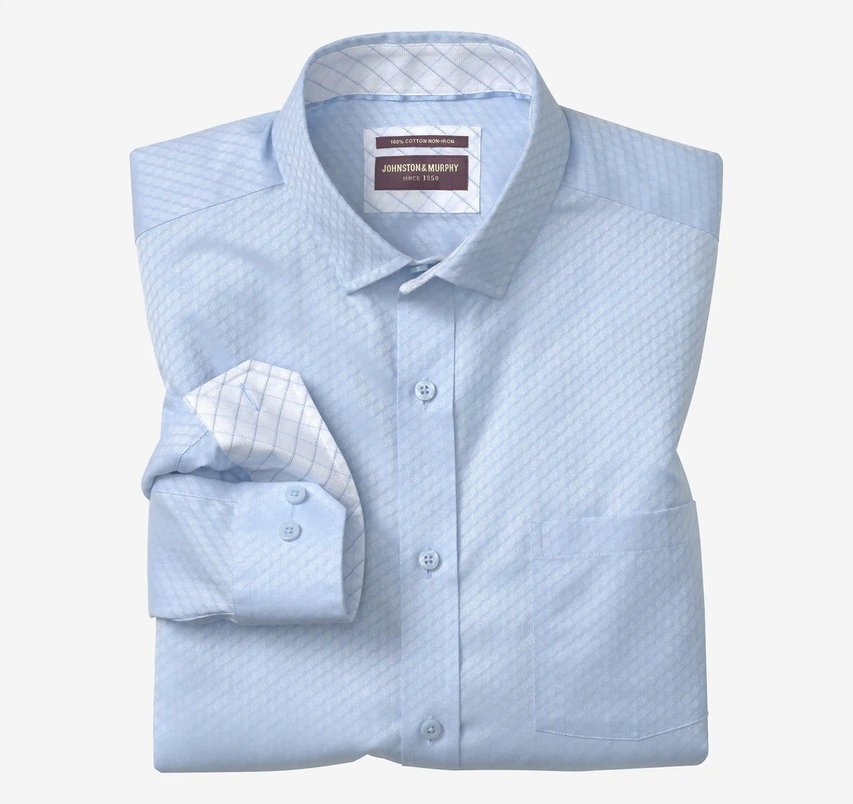 Ovation Non-Iron Dress Shirt - Light Blue Diamond Jacquard
