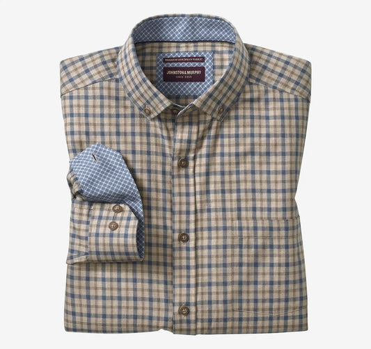 Huntley Mélange Shirt - Brown Melange Two-Tone Grid