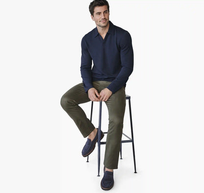 Sedona Long-Sleeve V-Neck Polo - Navy