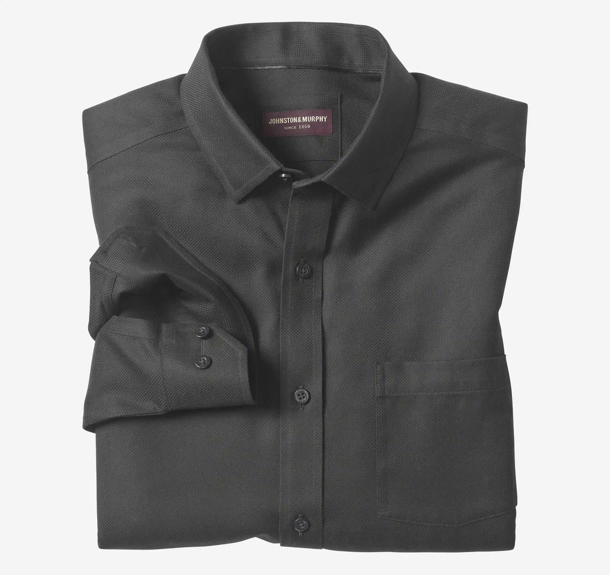 Ovation Non-Iron Dress Shirt - Black Solid Birdseye