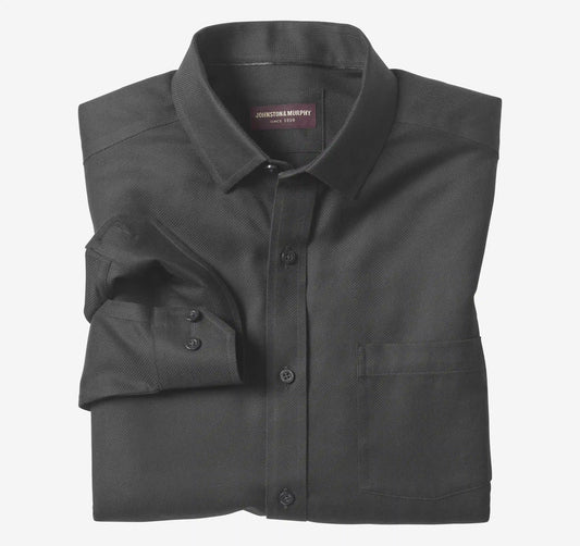 Ovation Non-Iron Dress Shirt - Black Solid Birdseye
