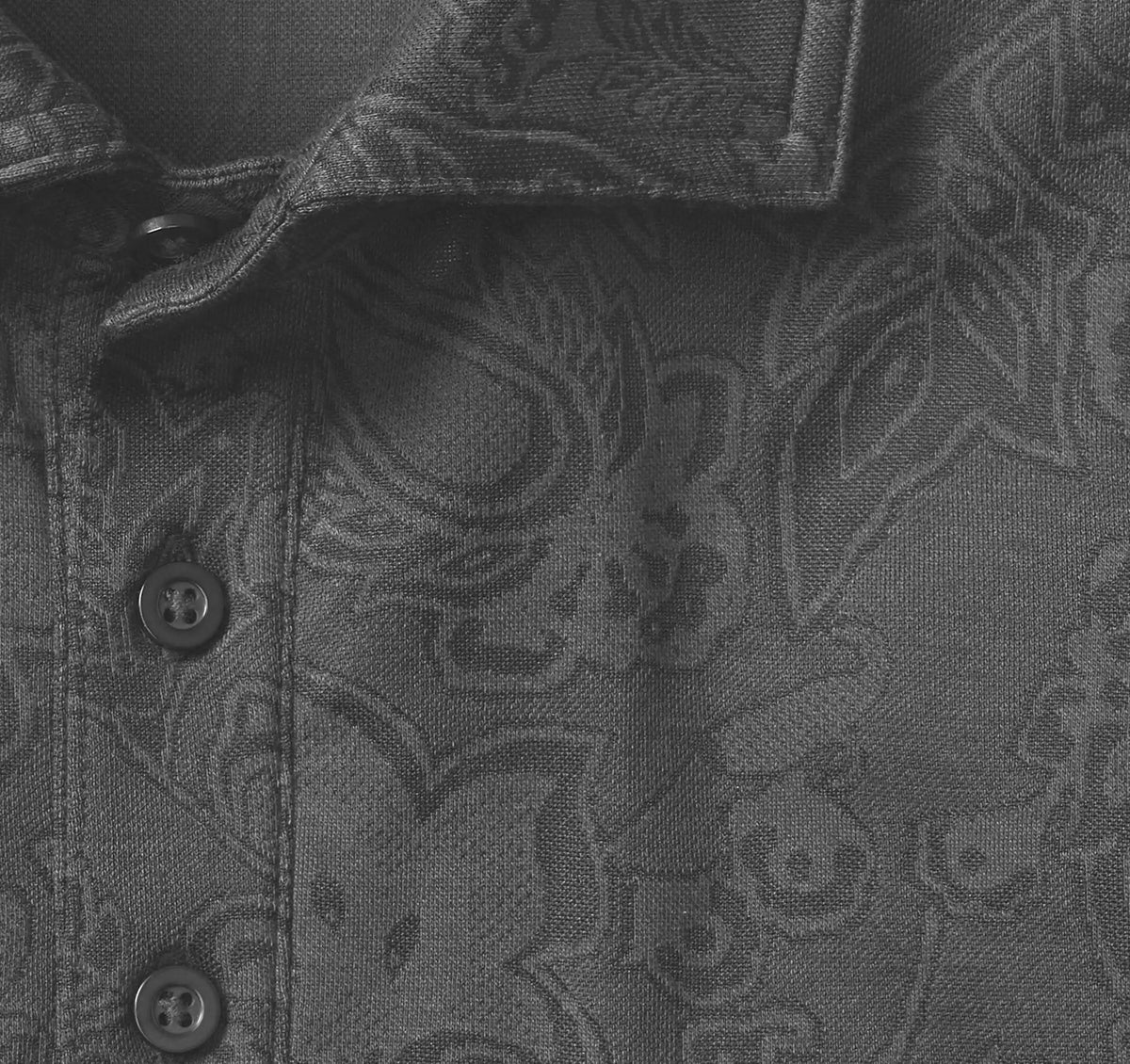 Evans Jacquard Polo - Black Paisley