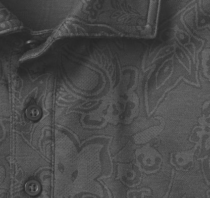 Evans Jacquard Polo - Black Paisley