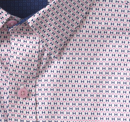 Logan Printed Short-Sleeve Shirt - Pink/Navy Bowtie