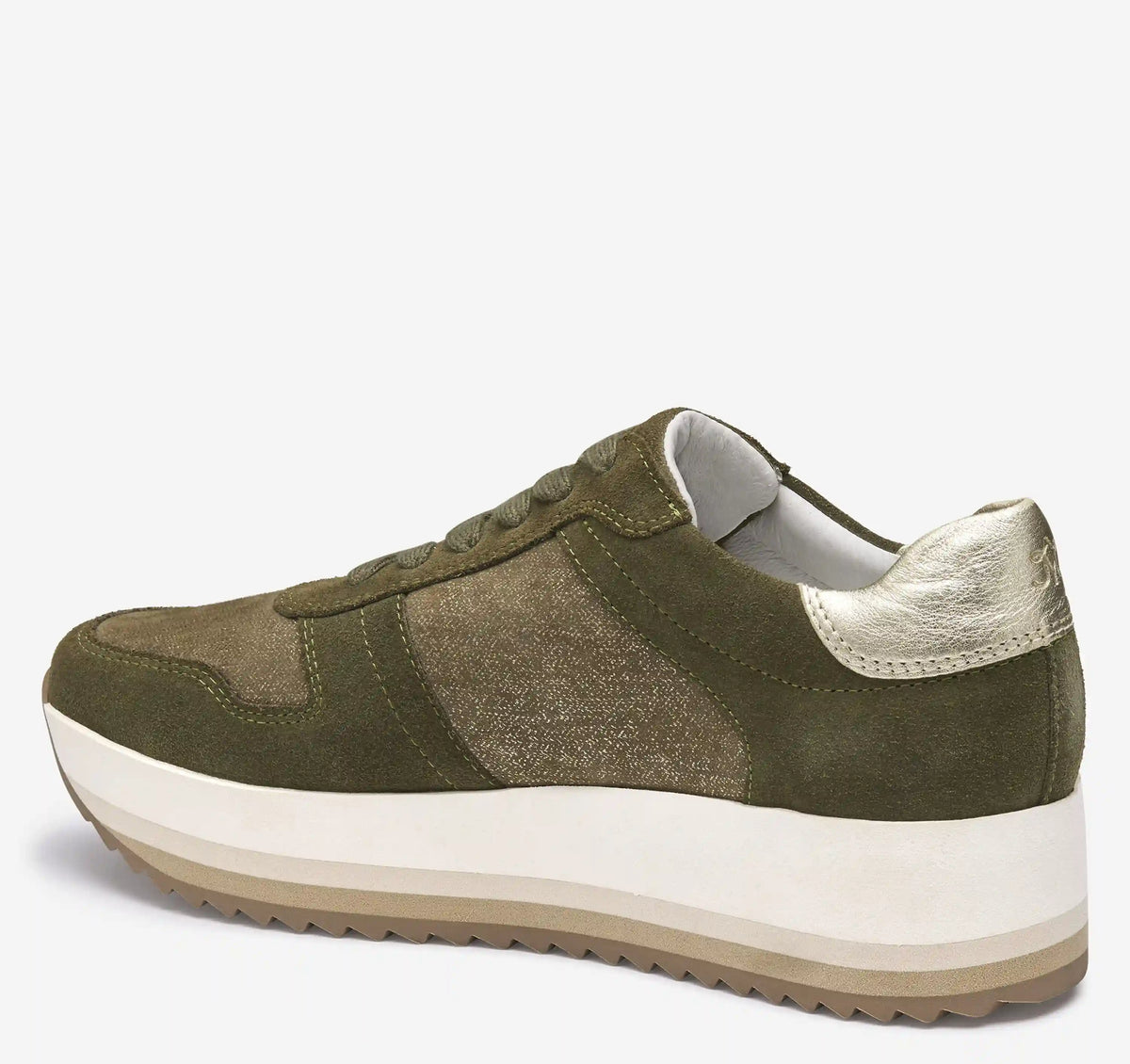 Gracie Colorblock Lace-Up - Olive Suede/Italian Metallic Kid Suede