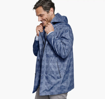 Upton Water-Resistant Raincoat - Blue Plaid