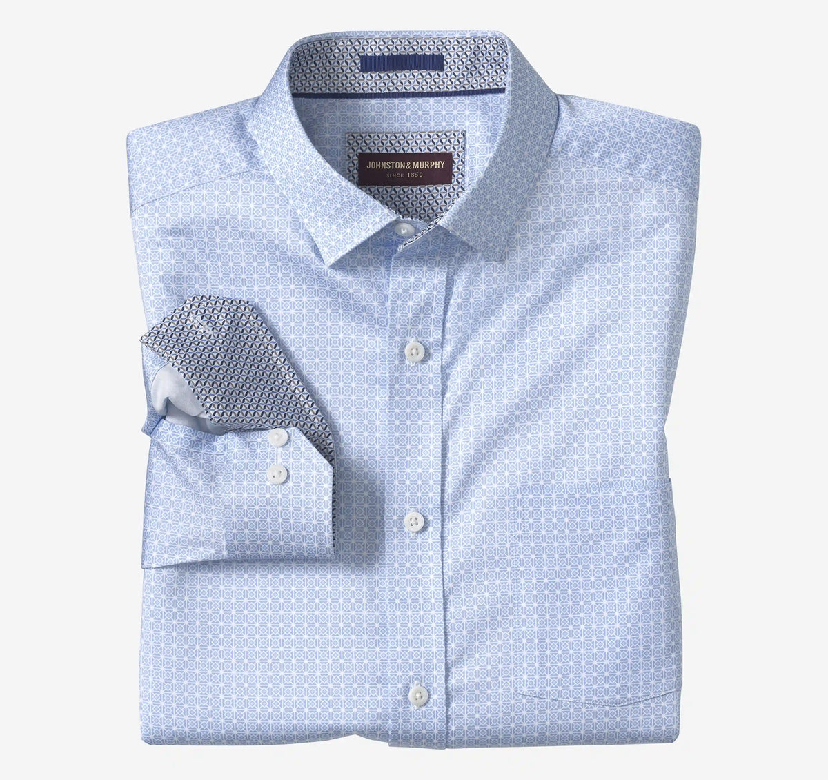 Logan Printed Long-Sleeve Shirt - Blue Layered Diamond