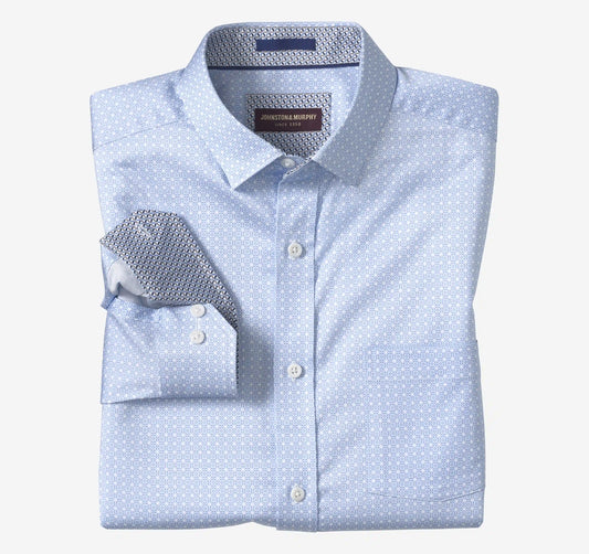 Logan Printed Long-Sleeve Shirt - Blue Layered Diamond