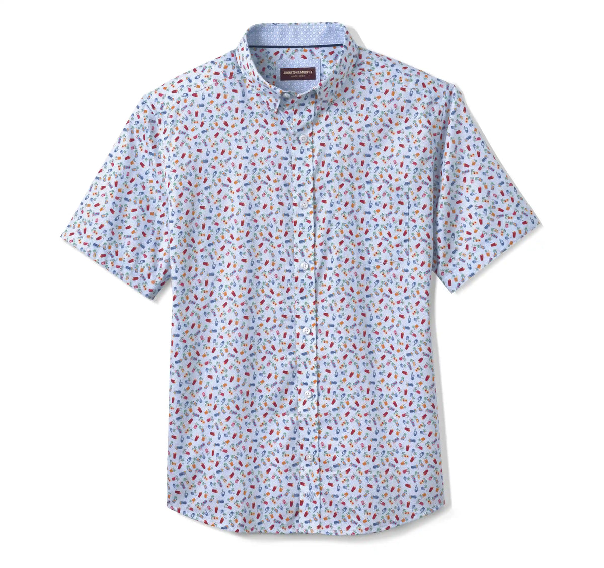 Logan Printed Short-Sleeve Shirt - Blue Multi Happy Hour