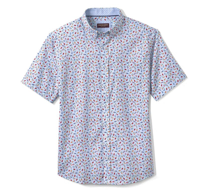 Logan Printed Short-Sleeve Shirt - Blue Multi Happy Hour