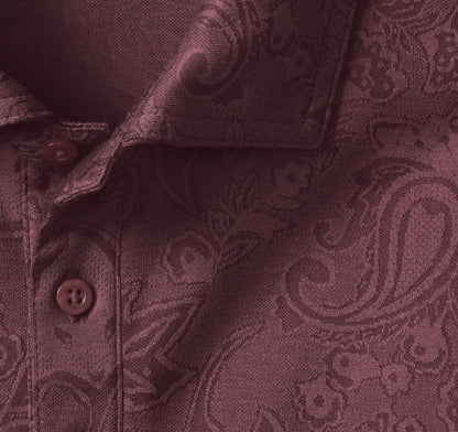 Evans Jacquard Polo - Burgundy Paisley