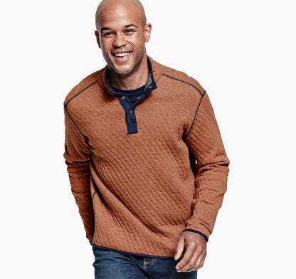 Reversible Quarter-Snap - Rust/Navy Heather