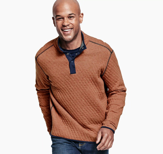 Reversible Quarter-Snap - Rust/Navy Heather