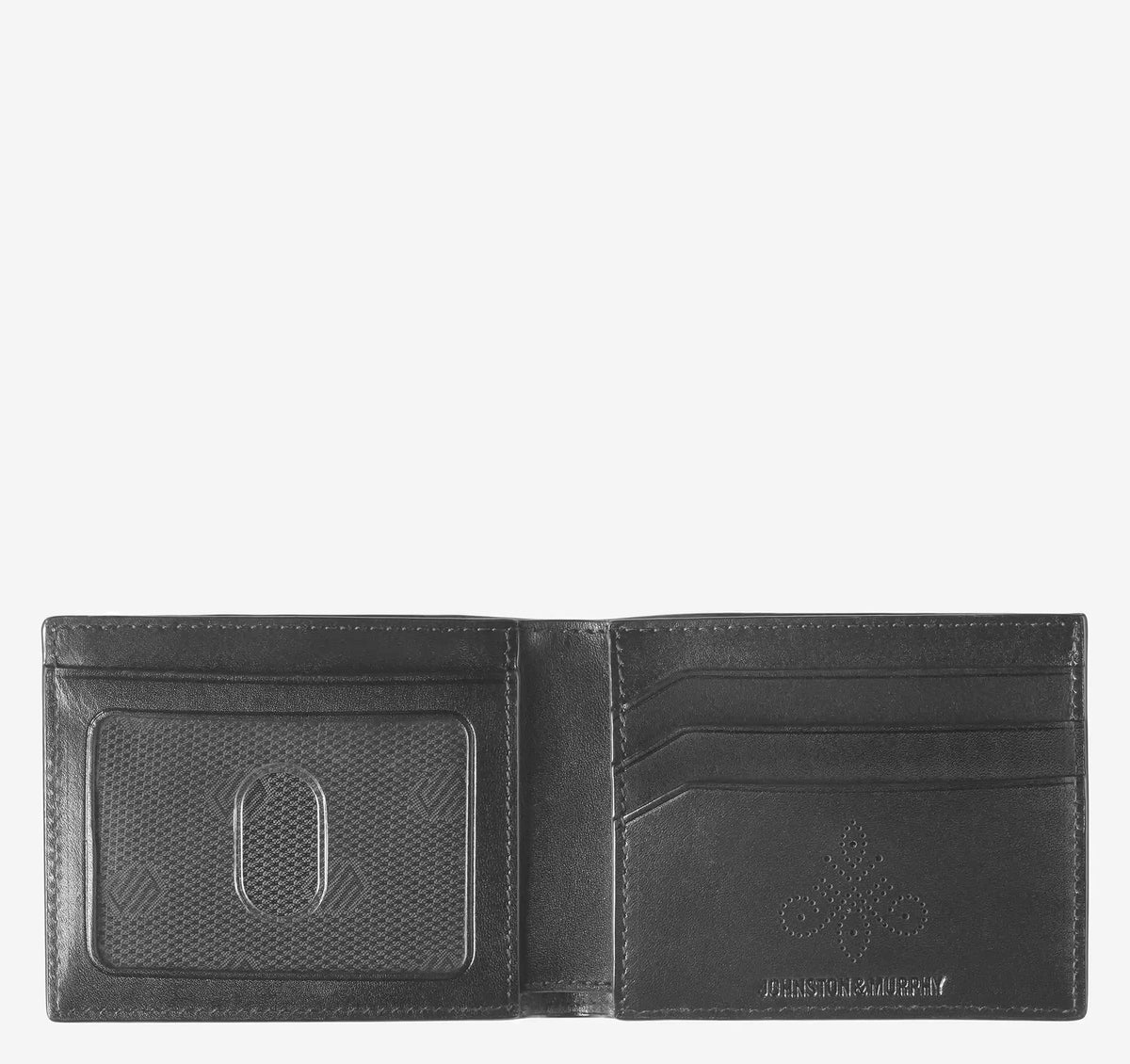 Hudson Perforated Billfold - Black Full-Grain Leather
