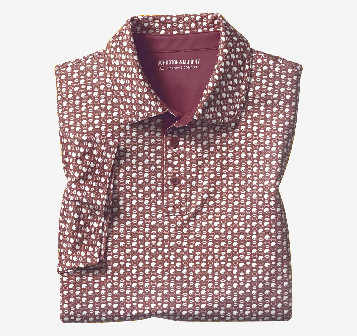 Game Day XC+™ Helmet-and-Football Print Polo - Burgundy