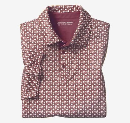 Game Day XC+™ Helmet-and-Football Print Polo - Burgundy