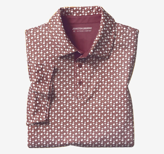 Game Day XC+™ Helmet-and-Football Print Polo - Burgundy