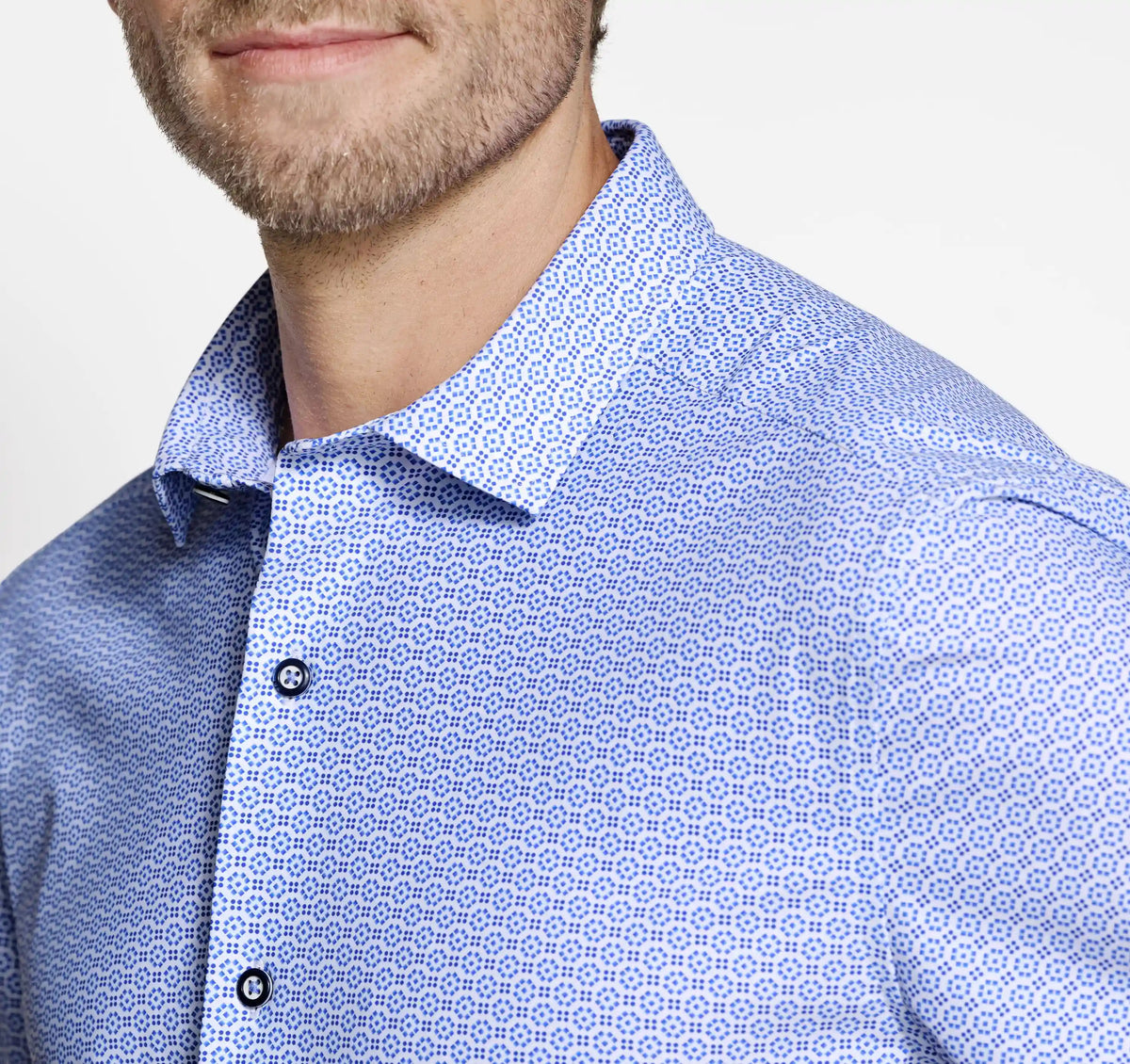 XC+™ Motion Short-Sleeve Print Knit Shirt - Blue Dotted Tile