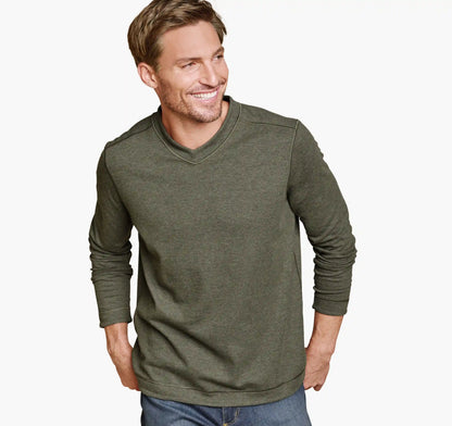 Icon Reversible V-Neck Pullover - Olive/Charcoal