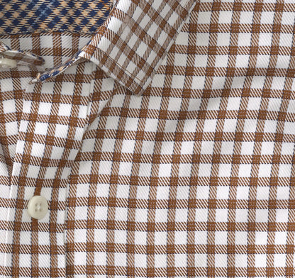 Ovation Non-Iron Dress Shirt - Rust/Navy Outlined Grid