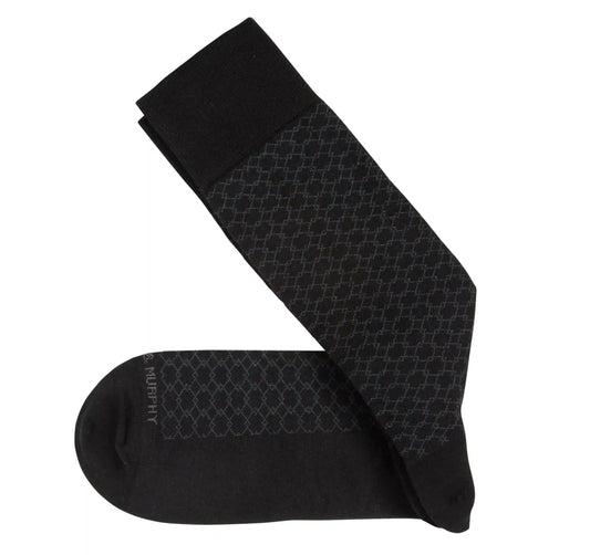 Patterned Dress Socks - Black Diamond Links
