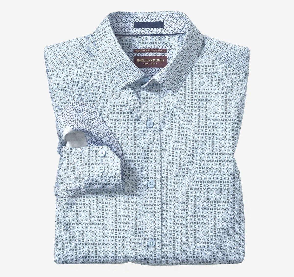 Logan Printed Long-Sleeve Shirt - Blue Geo Burst