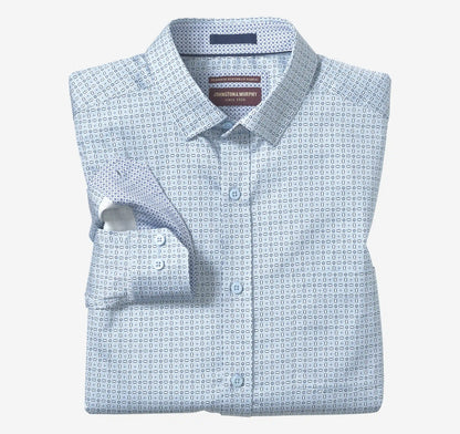 Logan Printed Long-Sleeve Shirt - Blue Geo Burst