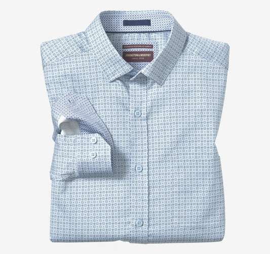 Logan Printed Long-Sleeve Shirt - Blue Geo Burst