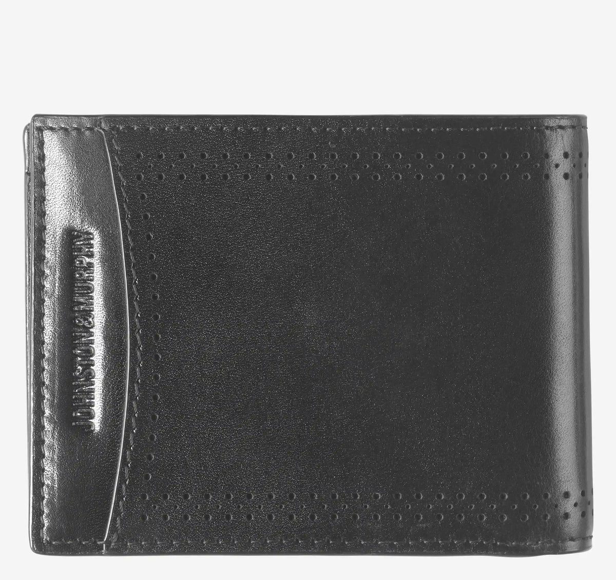 Hudson Perforated Billfold - Black Full-Grain Leather