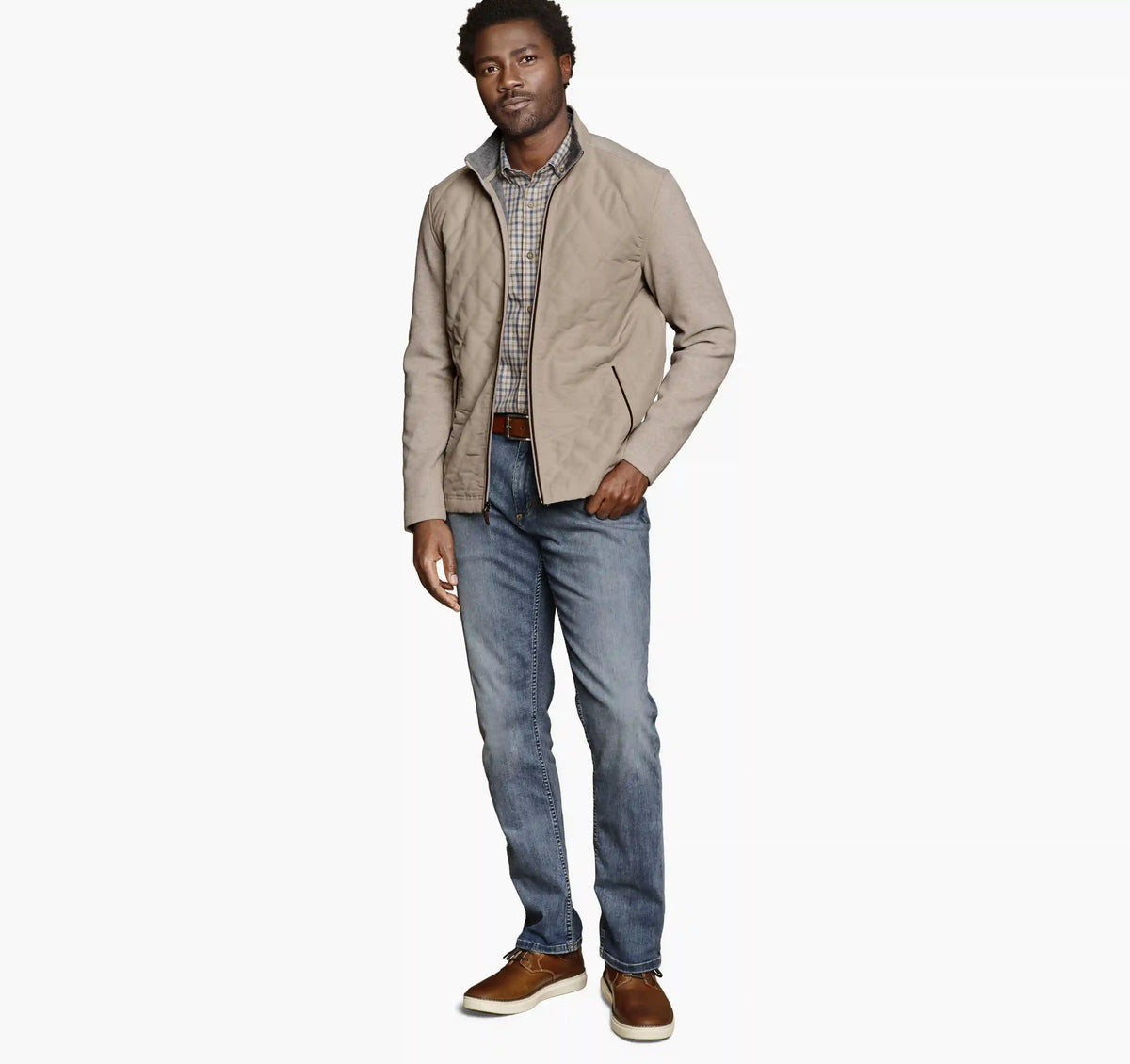 Quilted Full-Zip - Tan