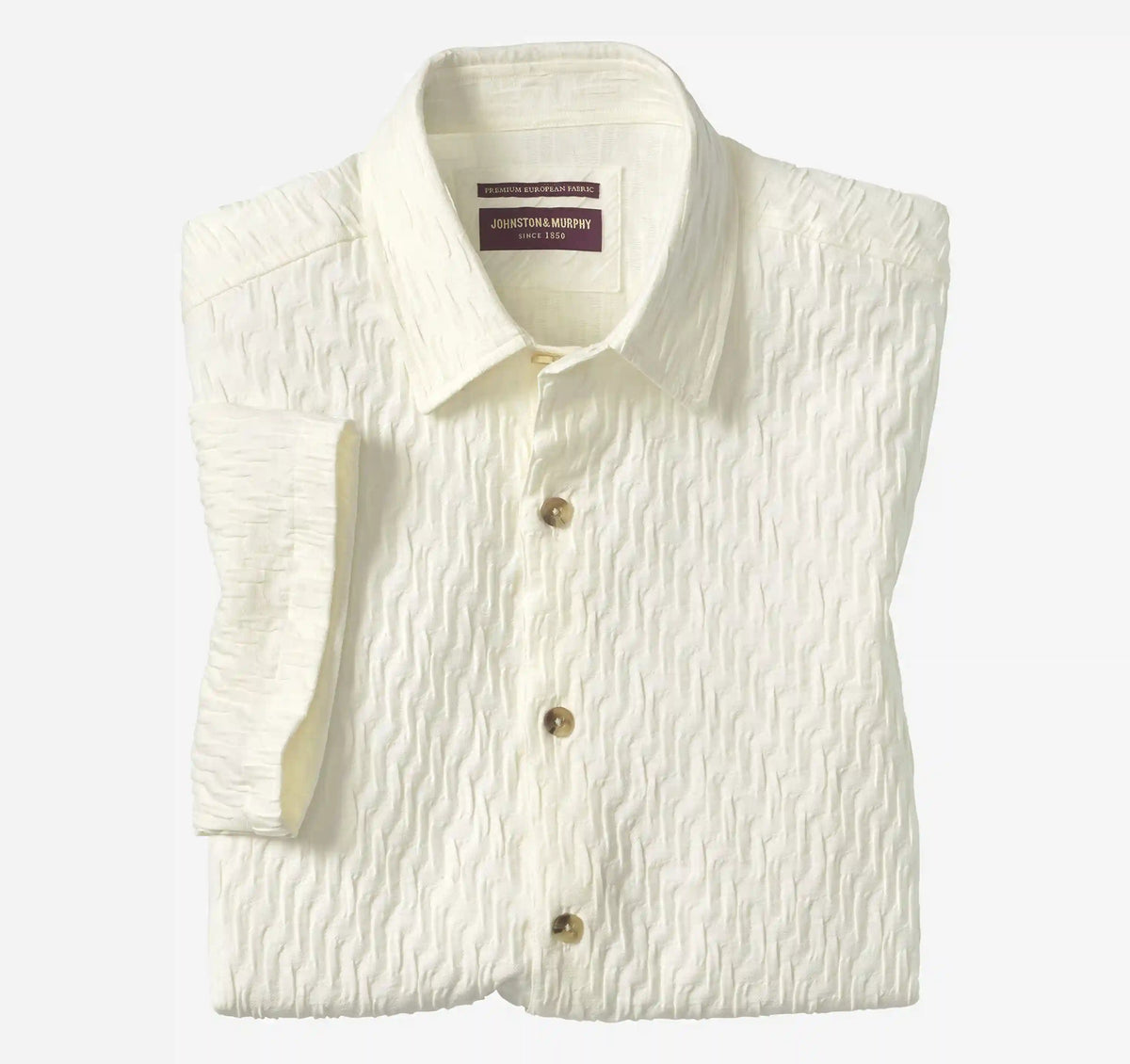 Monterey Textured Short-Sleeve Shirt - Ivory Diagonal Bar