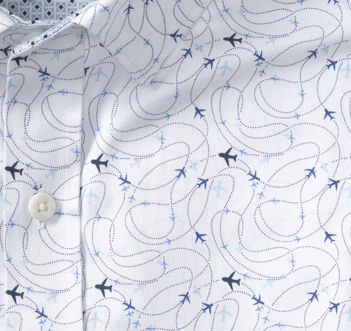 Printed Cotton Shirt - White Airplane