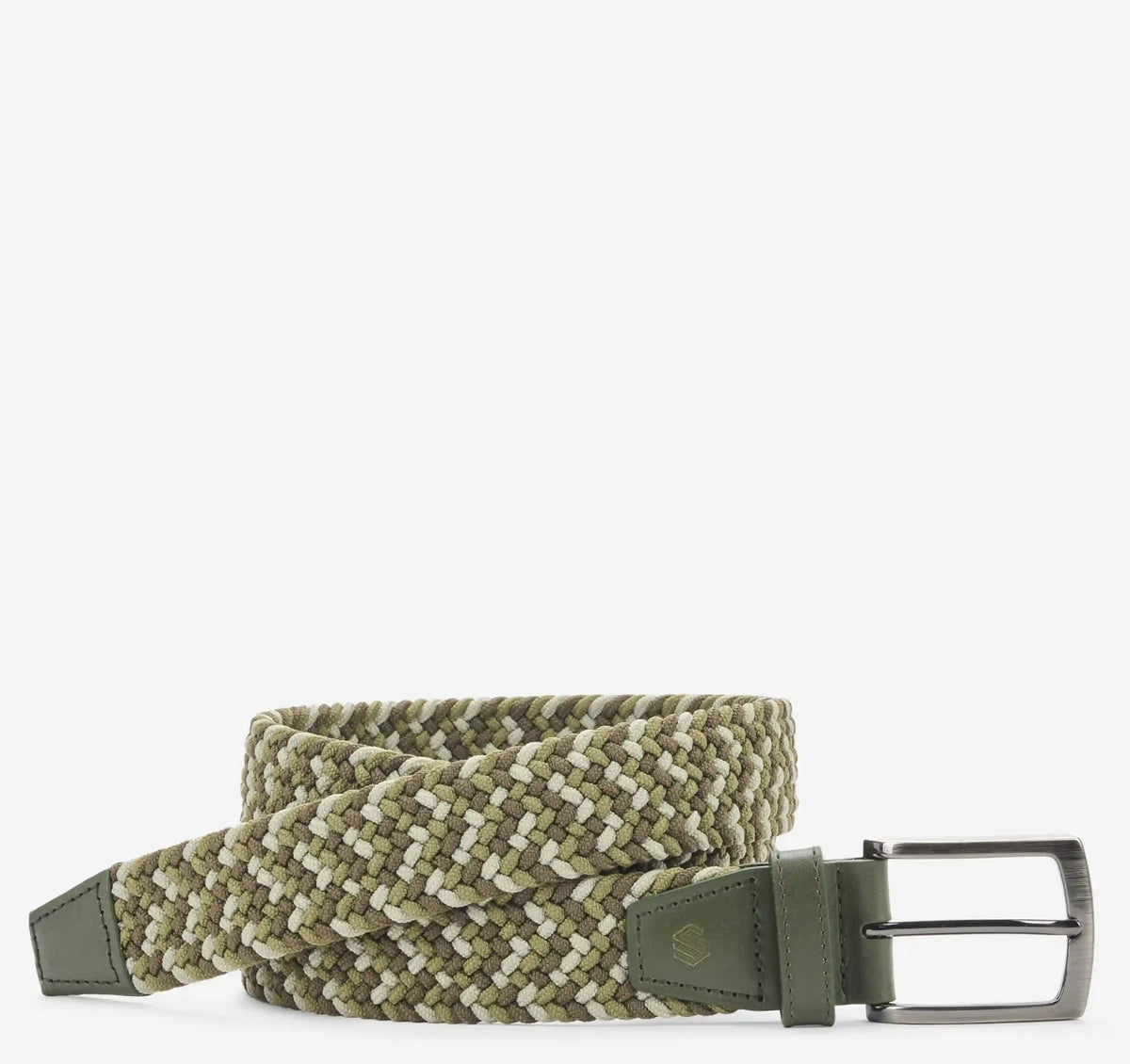 Woven Stretch-Knit Belt - Olive Multi