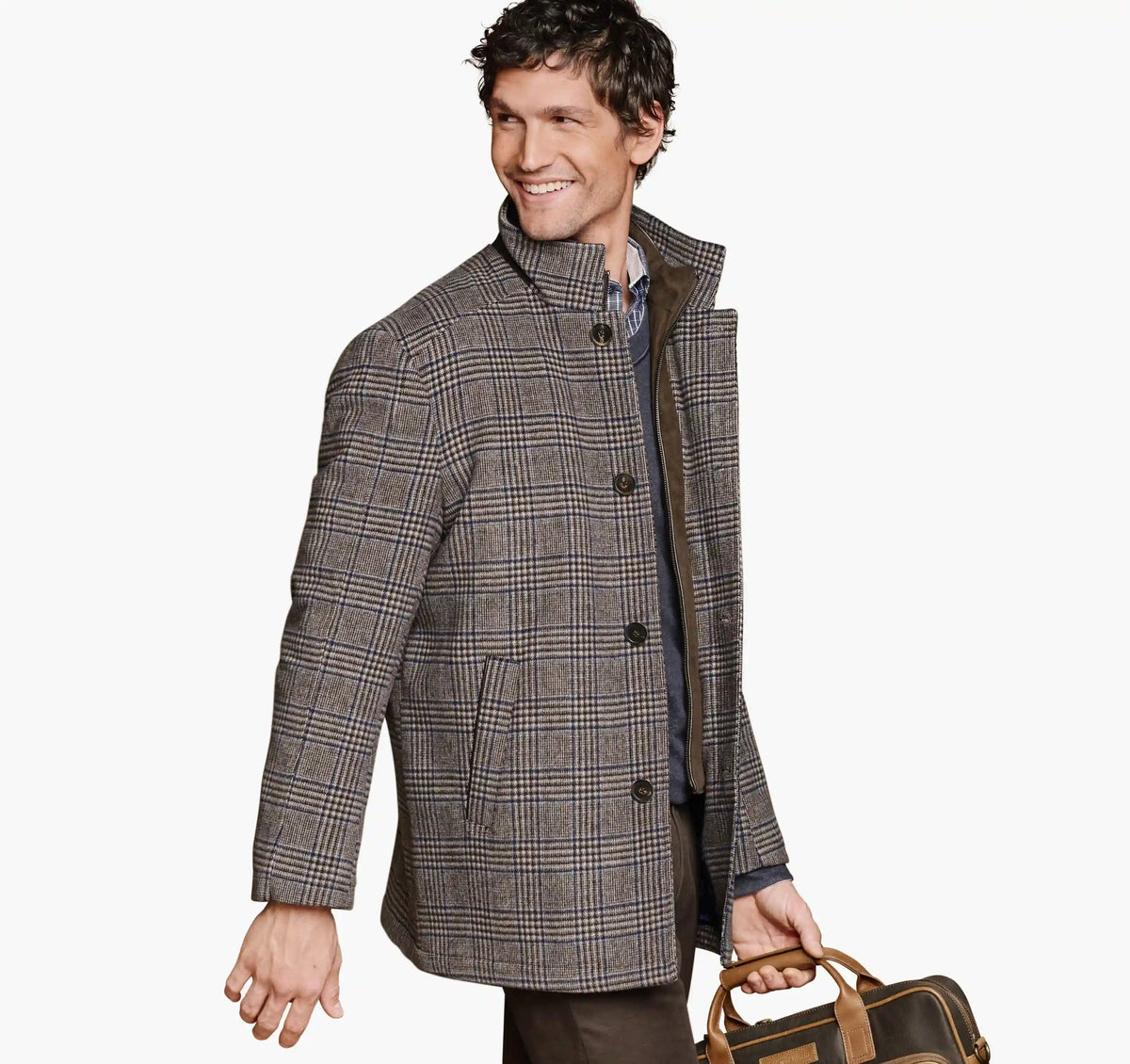 Upton Car Coat - Brown Plaid