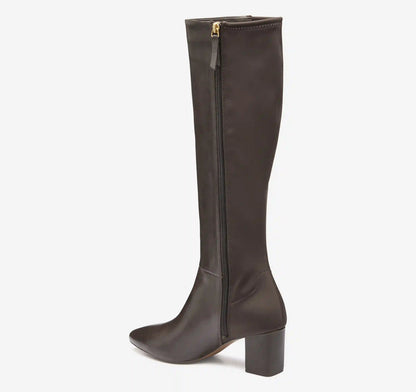 Vicki Tall Boot - Dark Brown Calfskin/Spandex